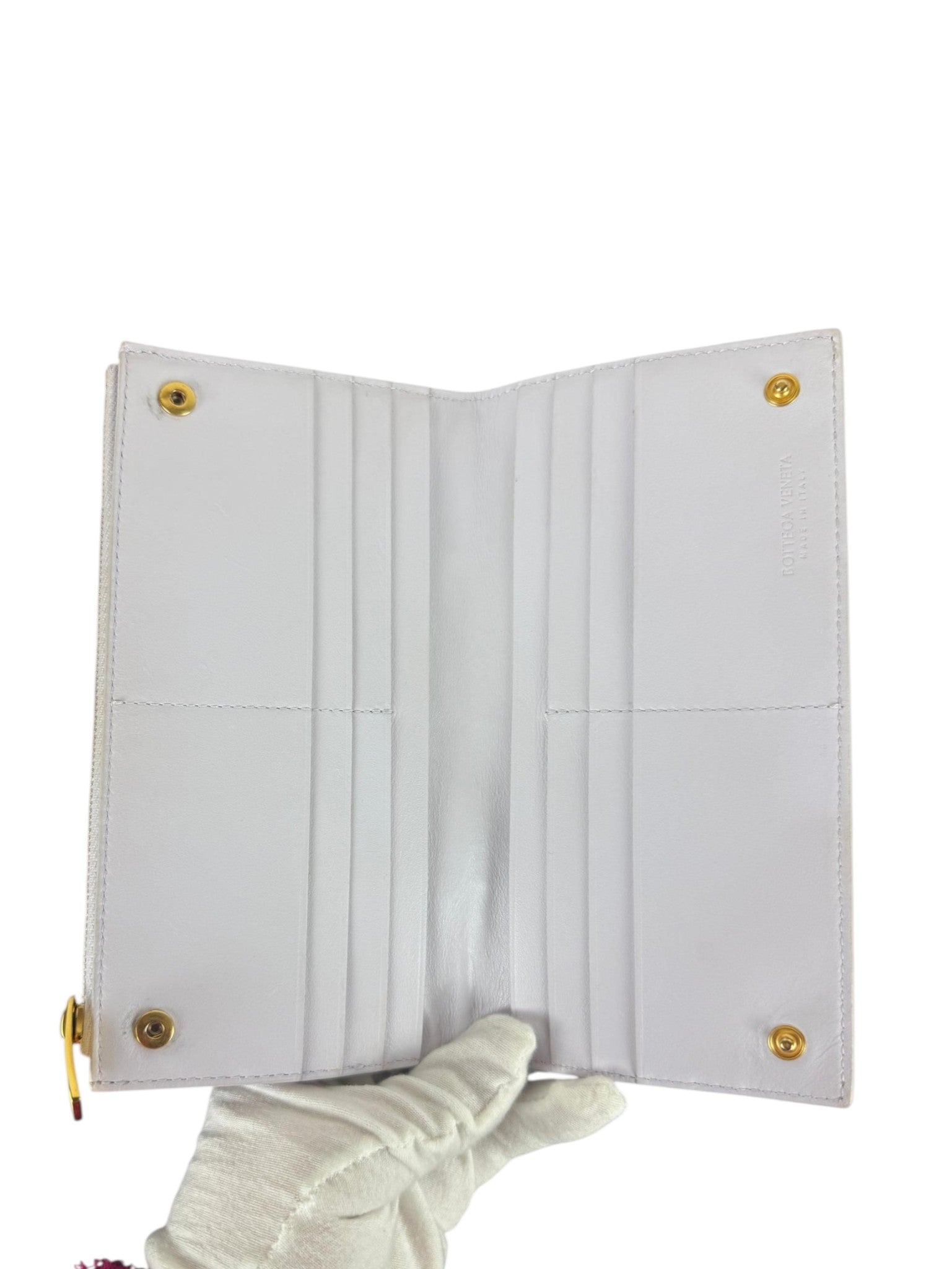 Bottega Veneta Cassette Intrecciato Lavender Leather Zipped Wallet