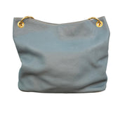 Prada Vitello Daino Hobo Bag Blue Leather Gold Hardware
