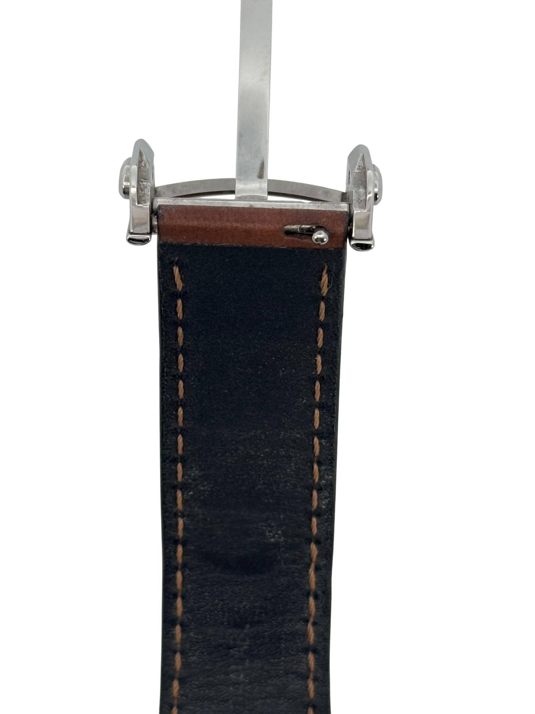 Cartier Santos Automatic Stainless Steel Watch with Custom Brown Epsom Leather Quickswitch Strap, Model 4072 35mm
