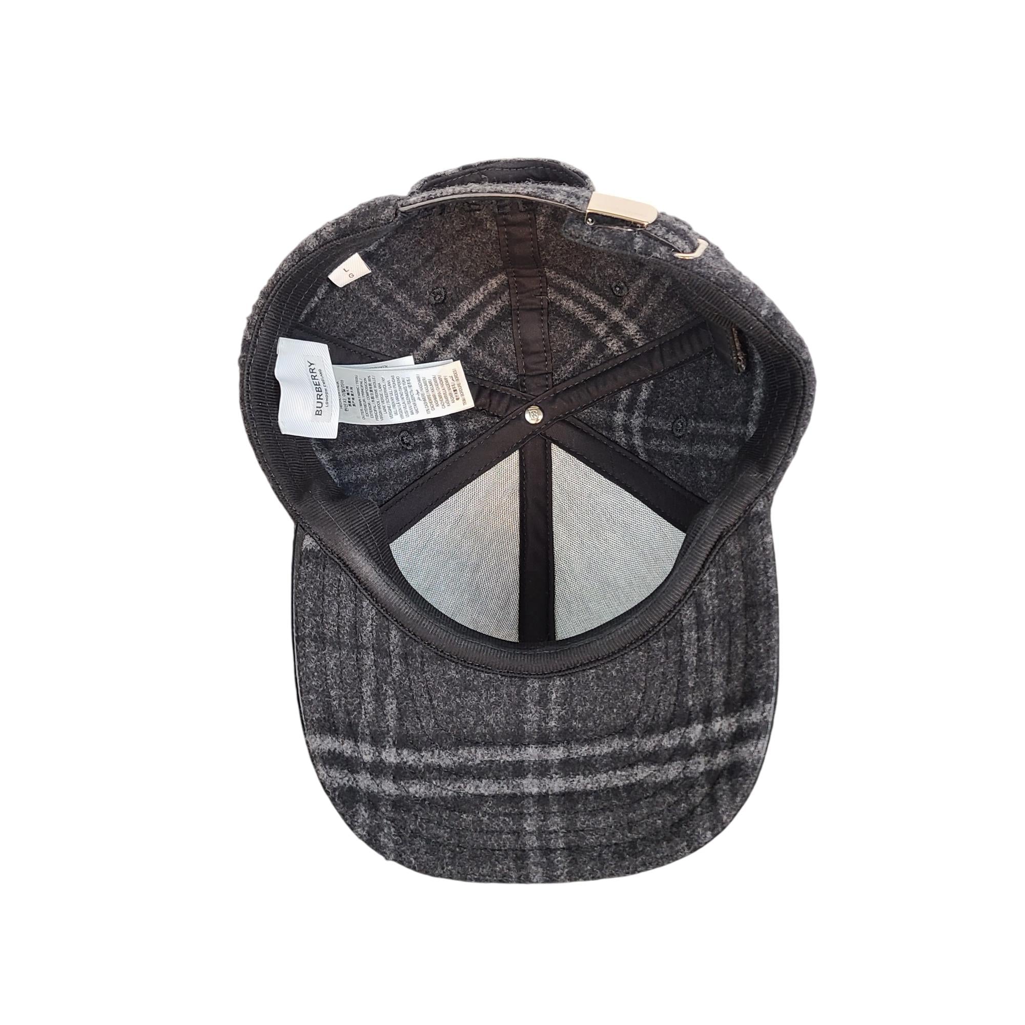 Burberry Wool Cashmere Check Baseball Cap