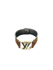 Louis Vuitton Slim Monogram Brown Bracelet with Metal LV Buckle