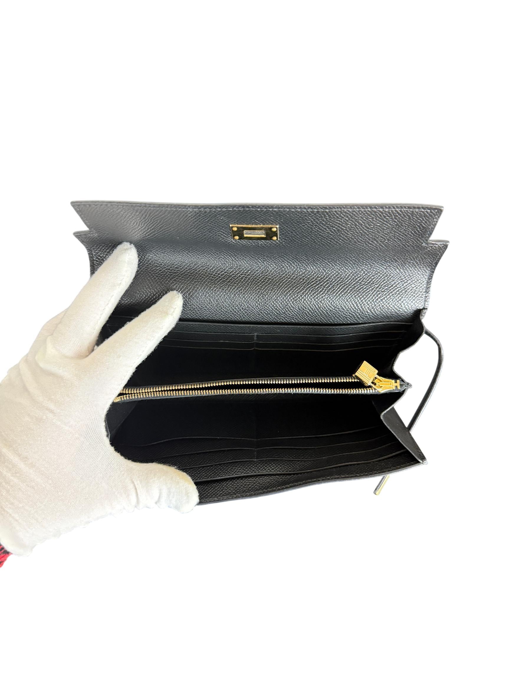 Hermes Kelly Wallet To Go Black Epsom Leather