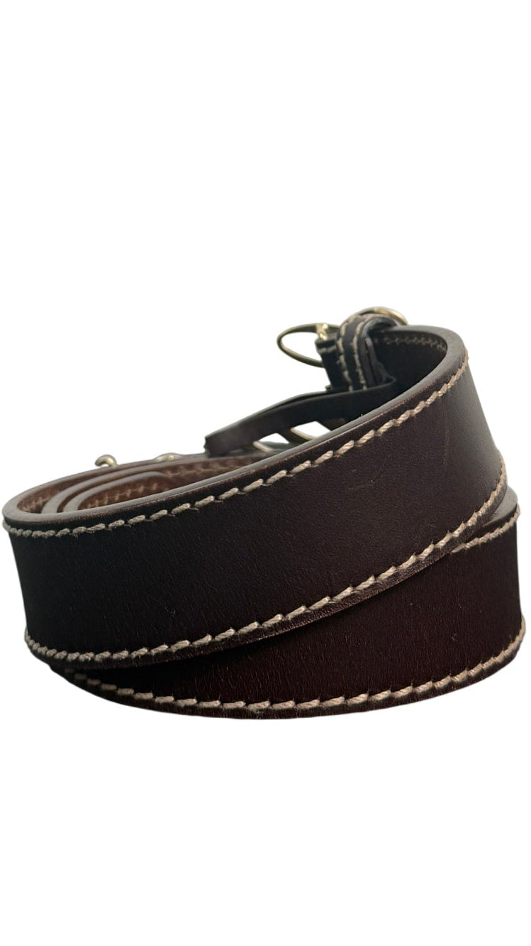 Gucci Leather Belt with Gold Script Logo Buckle