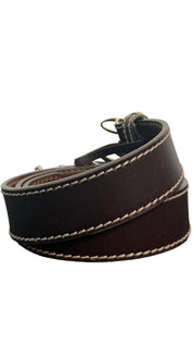 Gucci Leather Belt with Gold Script Logo Buckle