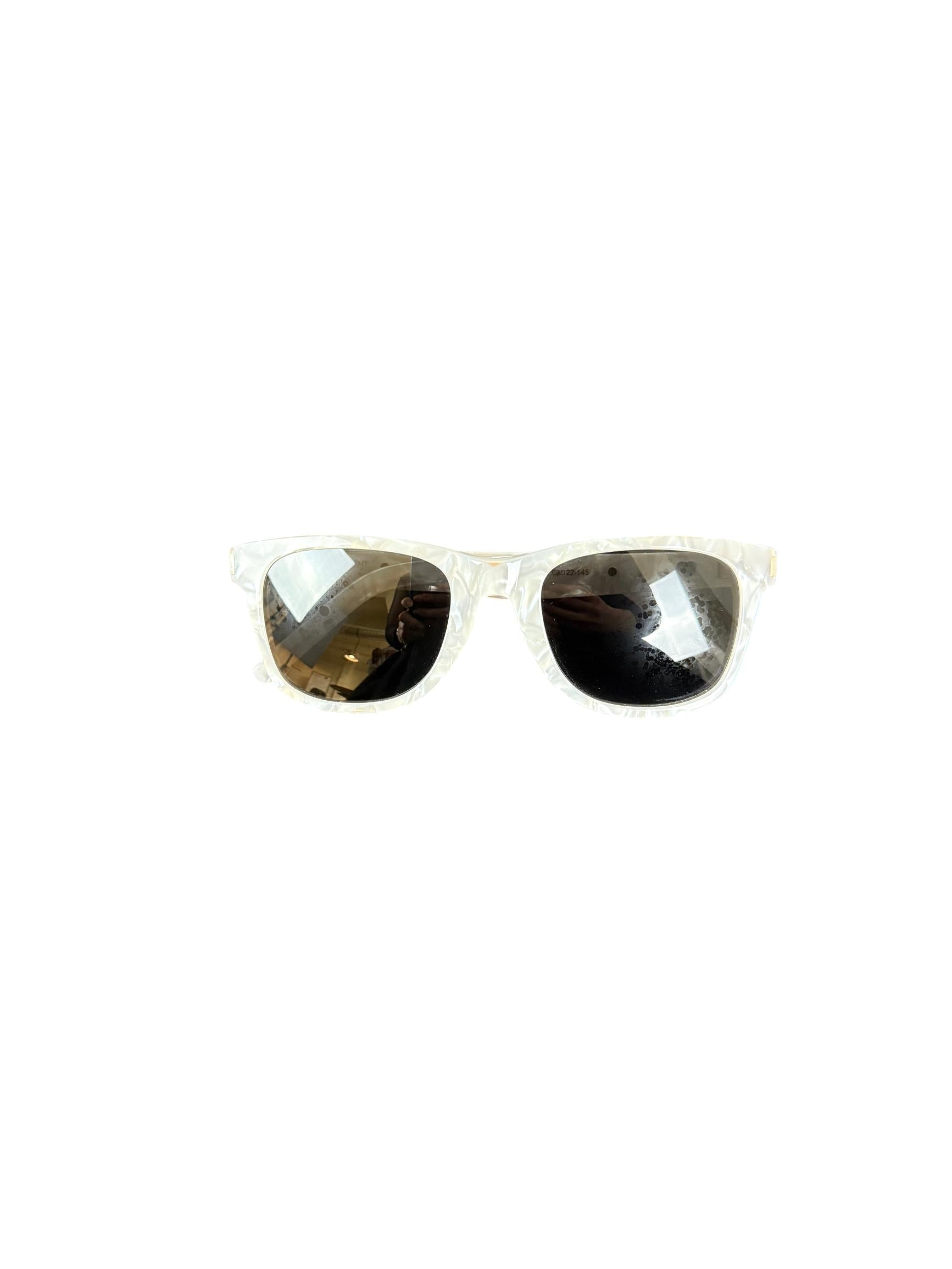 Yves Saint Laurent Wayfarer Sunglasses - White Marble Frame