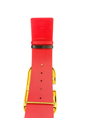 Valentino Garavani VLogo Signature Reversible Black and Red Leather Belt with Gold Buckle