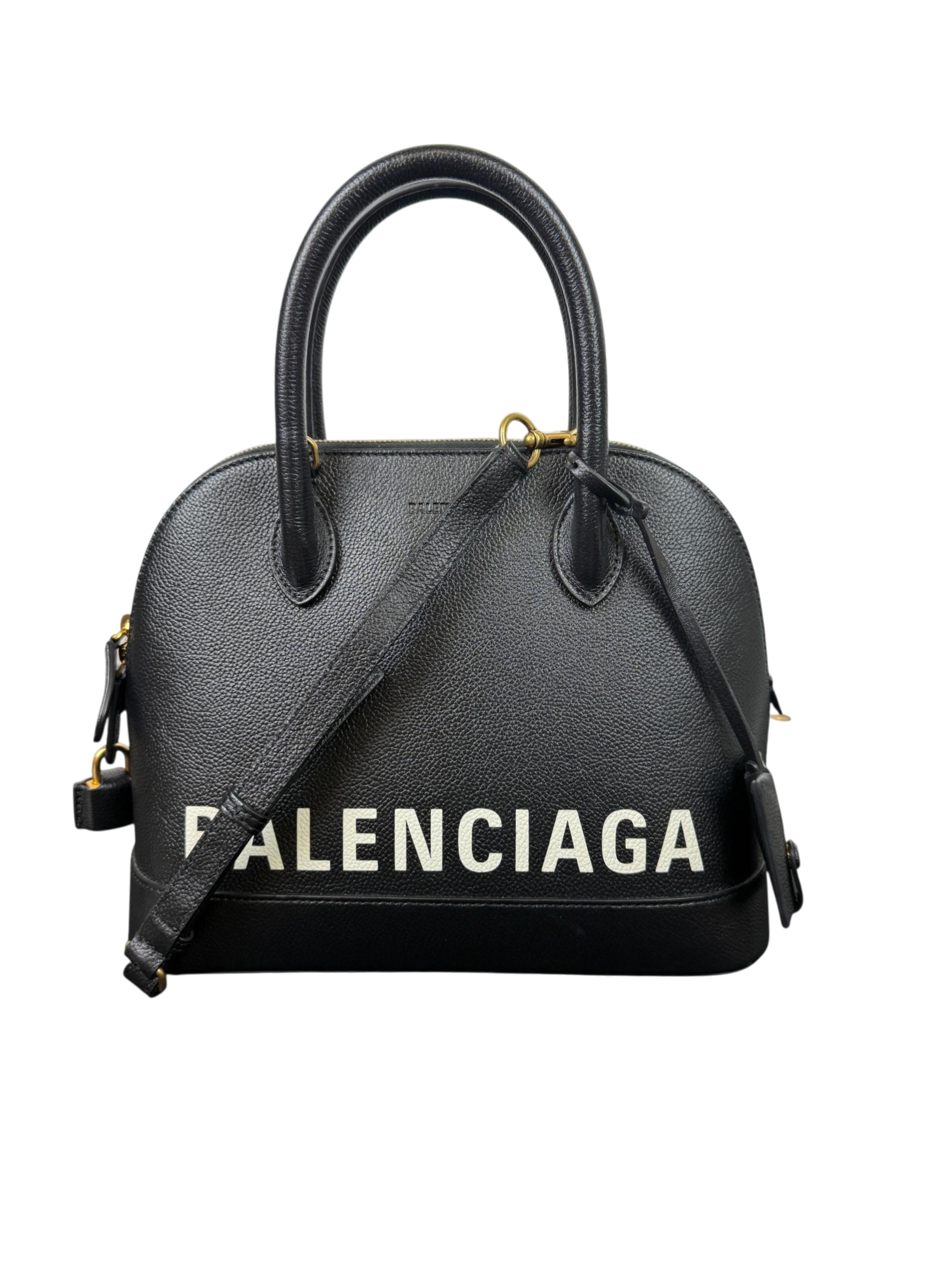 Balenciaga Ville Top Handle Grained Leather Bag Black