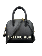 Balenciaga Ville Top Handle Grained Leather Bag Black
