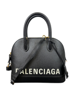 Balenciaga Ville Top Handle Grained Leather Bag Black