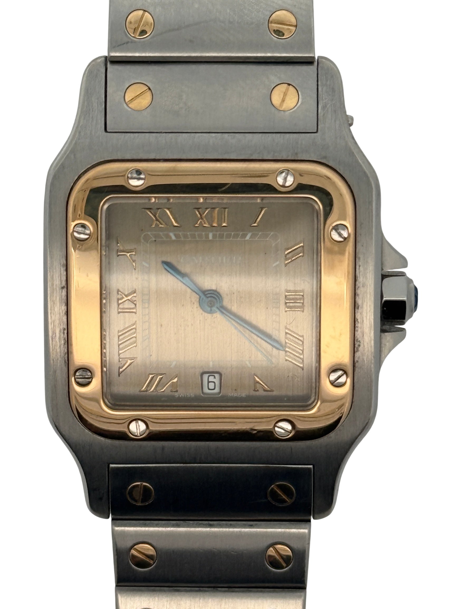 Cartier Santos Galbée Stainless Steel & 18K Yellow Gold Quartz Watch 29mm Stainless Steel, 18k Yellow Gold Ivory Dial 2961