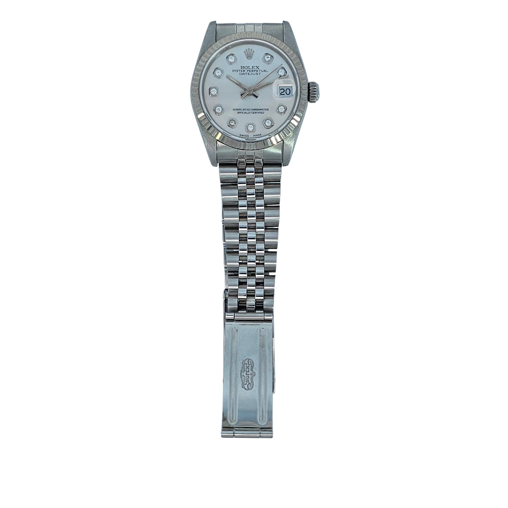 Rolex Oyster Perpetual Datejust 31mm SS 1990 Silver & Diamond Dial, 68274