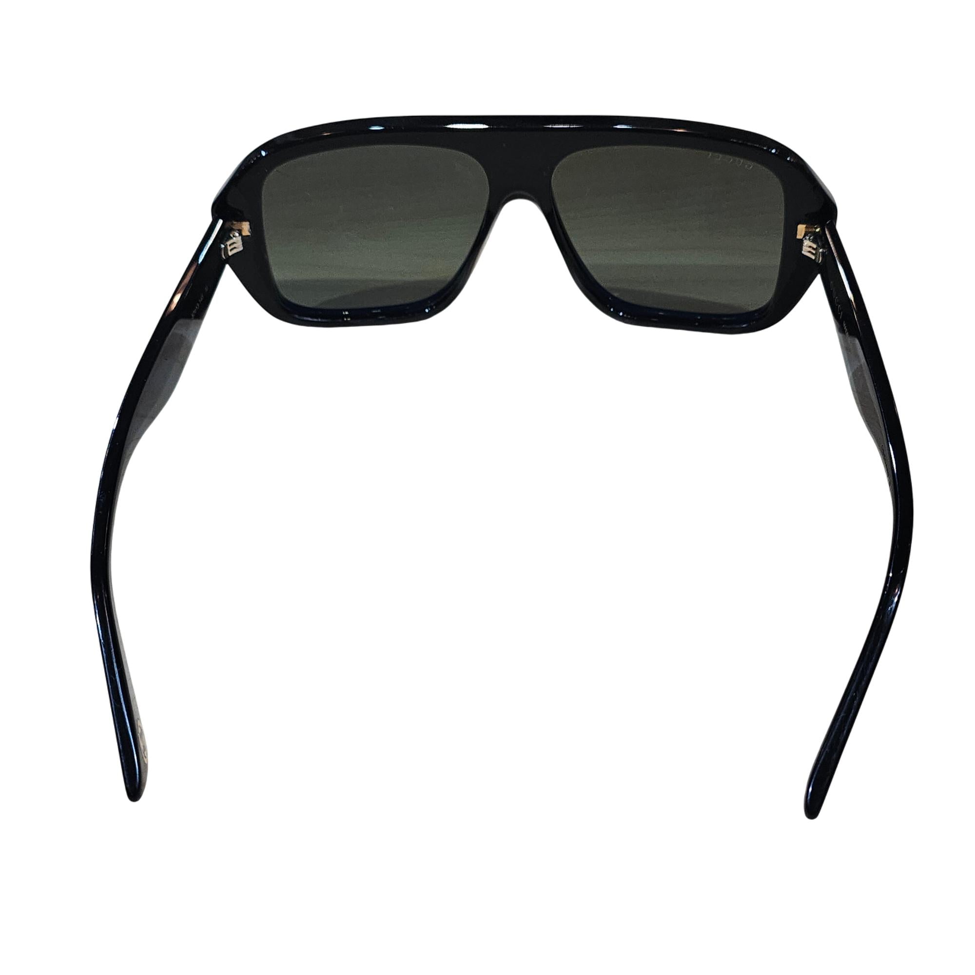 【良品】GUCCI サングラス GG1615/S Gucci GG1615S 001 Aspen 57MM Navigator Sunglasses - Shiny Black