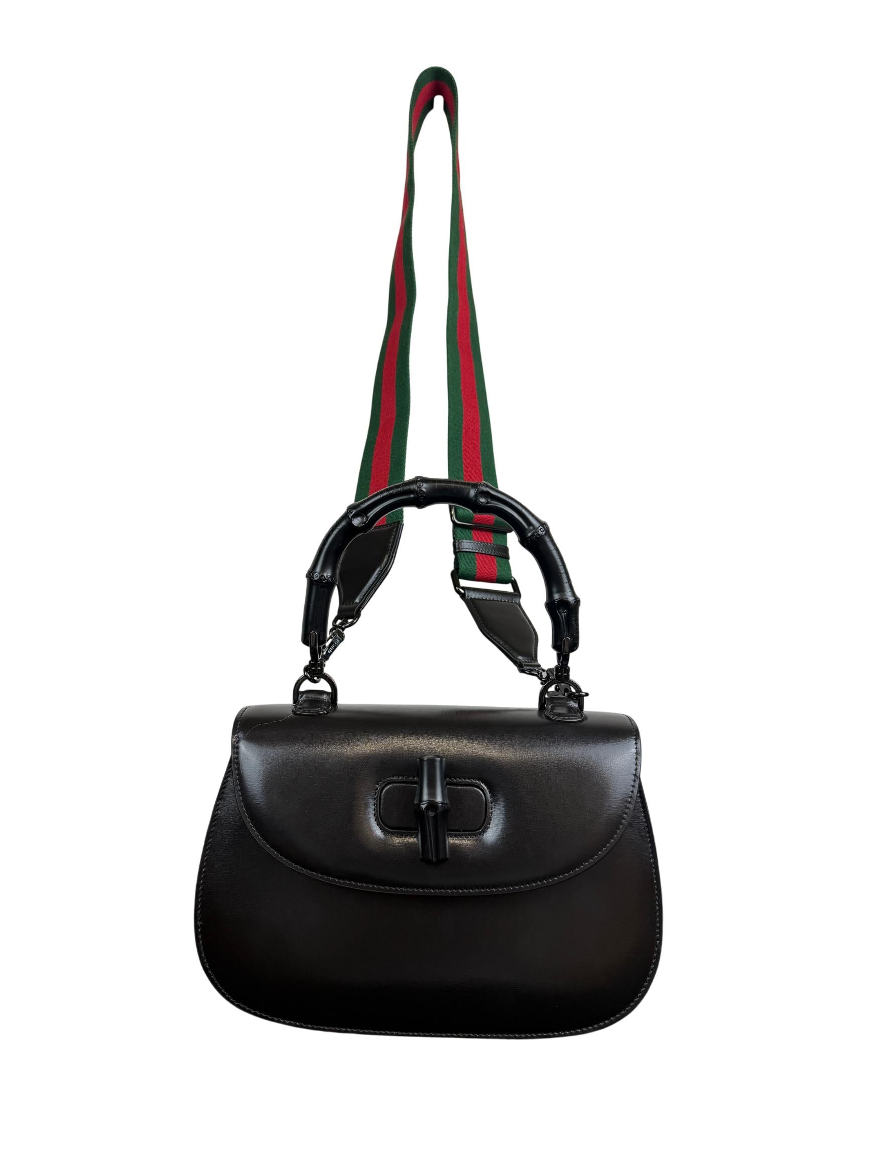 Gucci Bamboo 1947 Black Leather Handbag