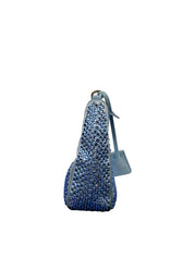 Prada Re-Edition 2000 Satin Crystal Mini Hobo Bag