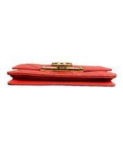 Chanel Quilted Red Lambskin Wallet On Chain