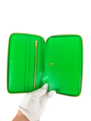 Bottega Veneta Parakeet Green Intrecciato Woven Nappa Leather Zip-Around Wallet
