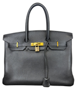 Hermès Birkin 35 Black Clemence Leather Handbag with Gold Hardware