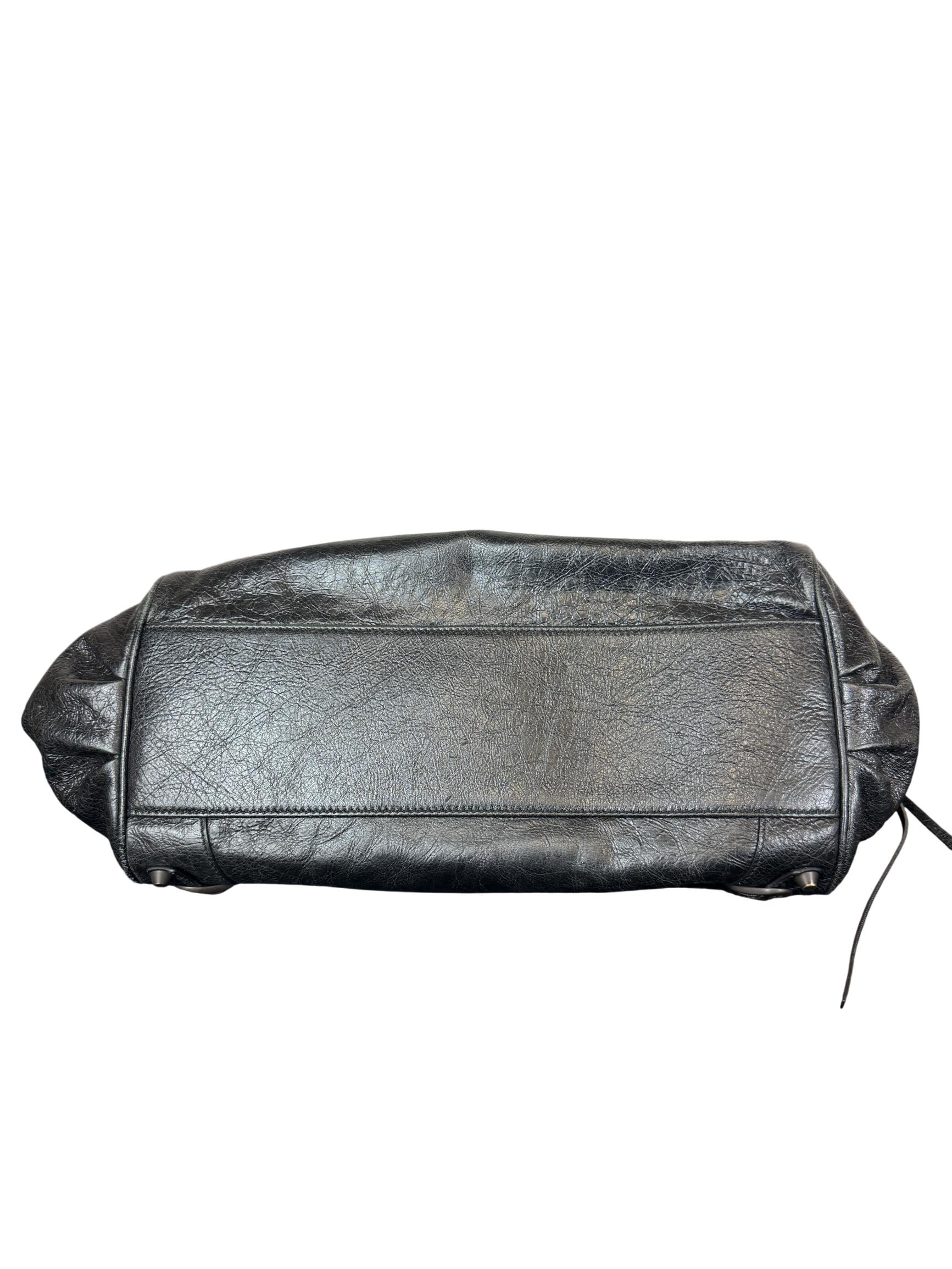 Balenciaga Le City East-West Black Leather Shoulder Bag