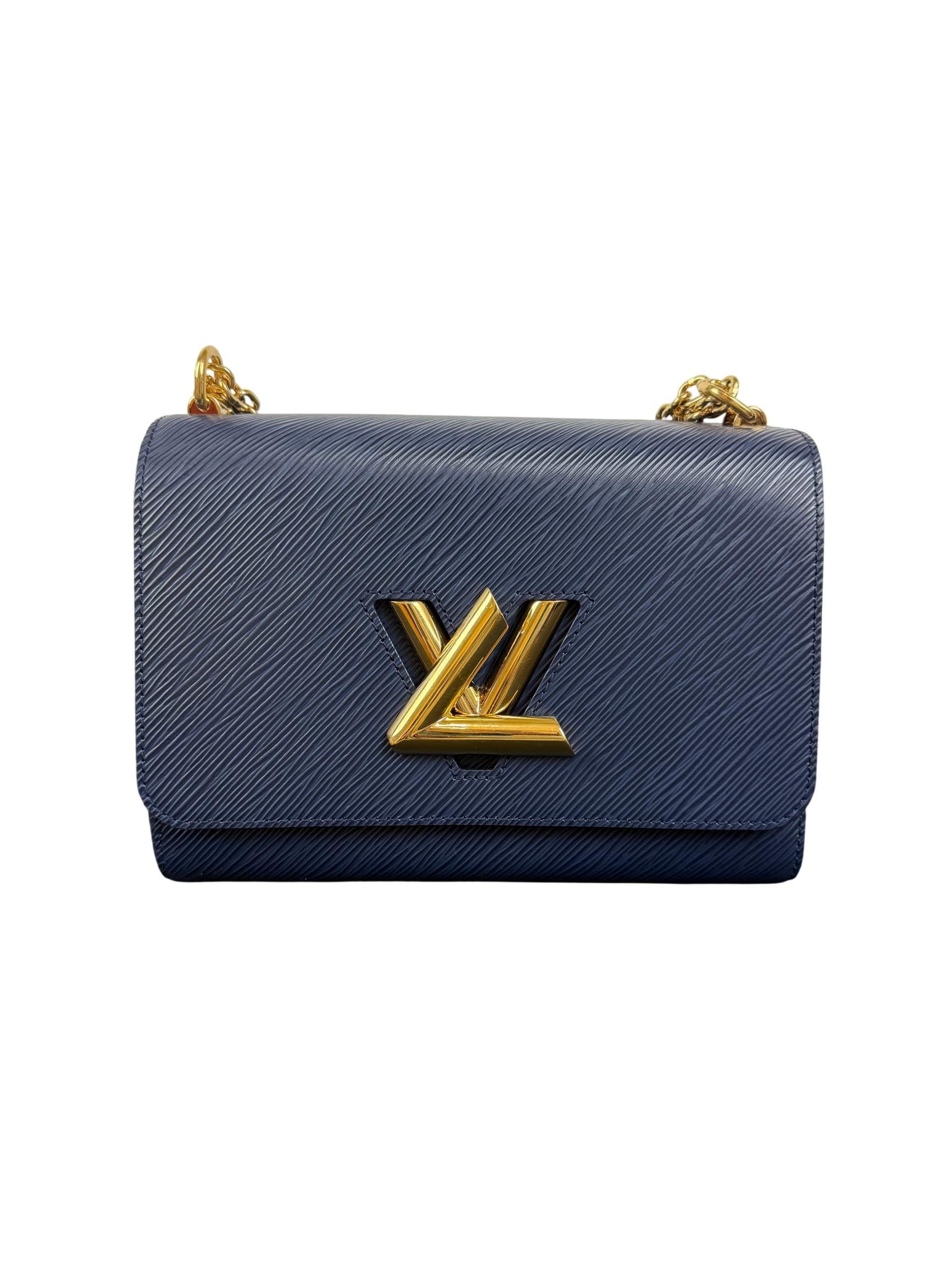 Louis Vuitton Twist MM Epi Leather Shoulder Bag Indigo with Gold Chain