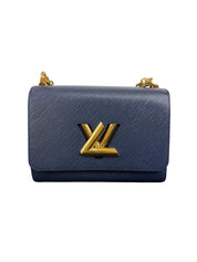 Louis Vuitton Twist MM Epi Leather Shoulder Bag Indigo with Gold Chain