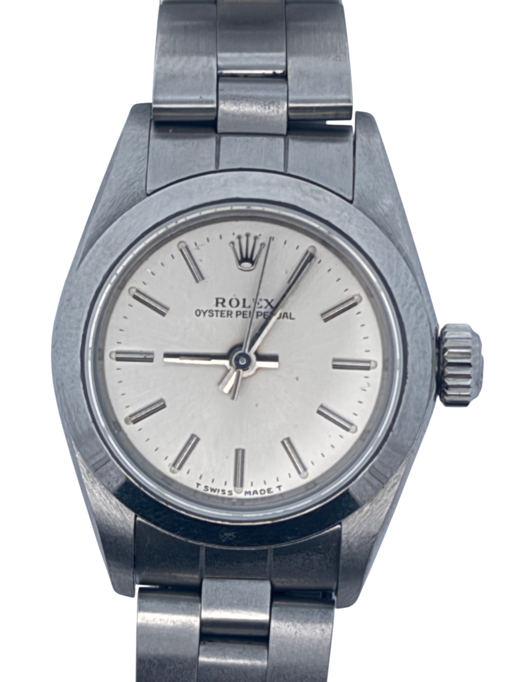 Rolex Oyster Perpetual Ladies Watch Stainless Steel Silver Dial 76080