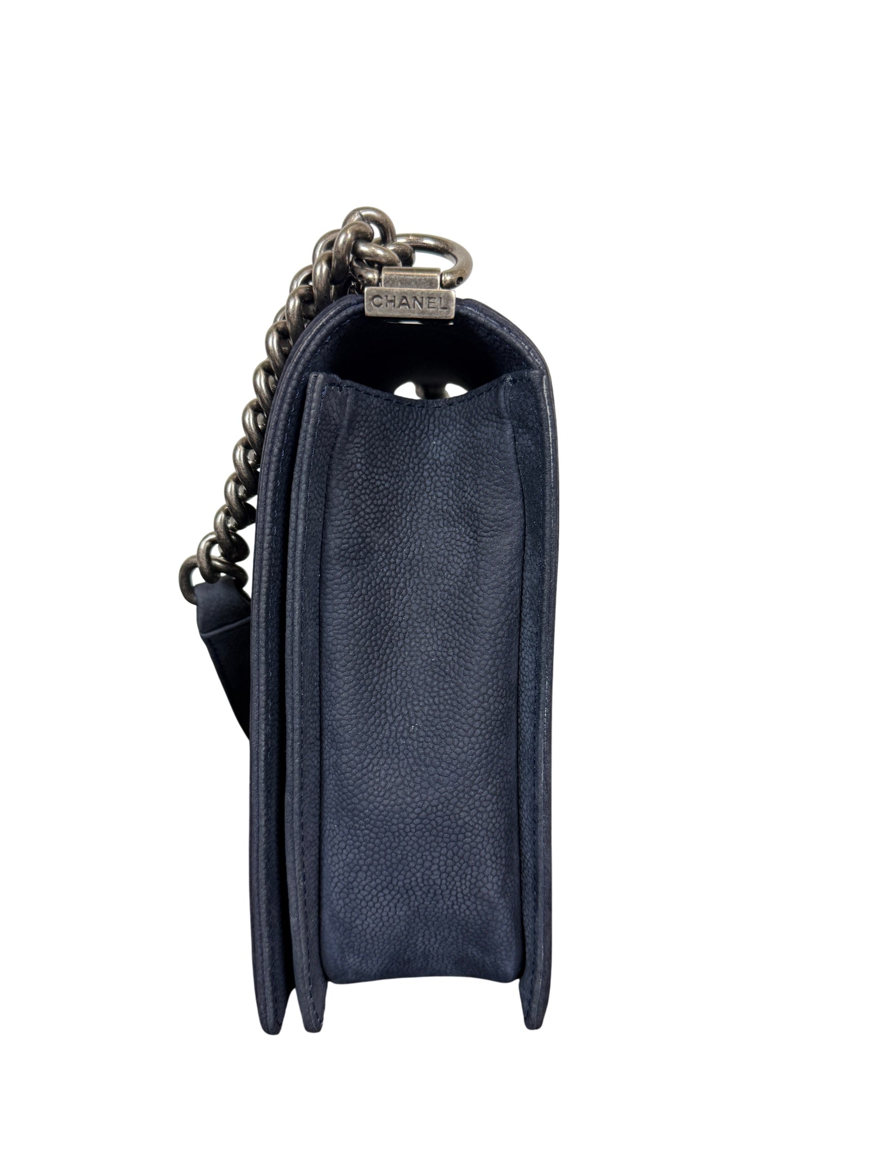 Chanel XL Boy Bag Blue Caviar Quilted Leather Shoulder Bag