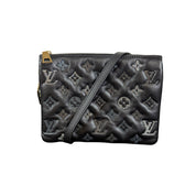 Louis Vuitton Coussin PM Black Lambskin Leather Shoulder Bag with Gold and Silver Chain Hardware