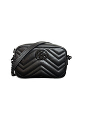 Gucci GG Marmont Mini Camera Bag in Black Matelassé Leather