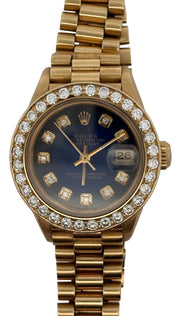 Rolex Oyster Perpetual Datejust 26MM 18K Diamond Bezel Watch