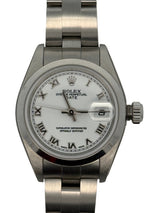 Rolex Oyster Perpetual Date 26 MM Silver Roman Dial Watch Stainless Steel White Dial