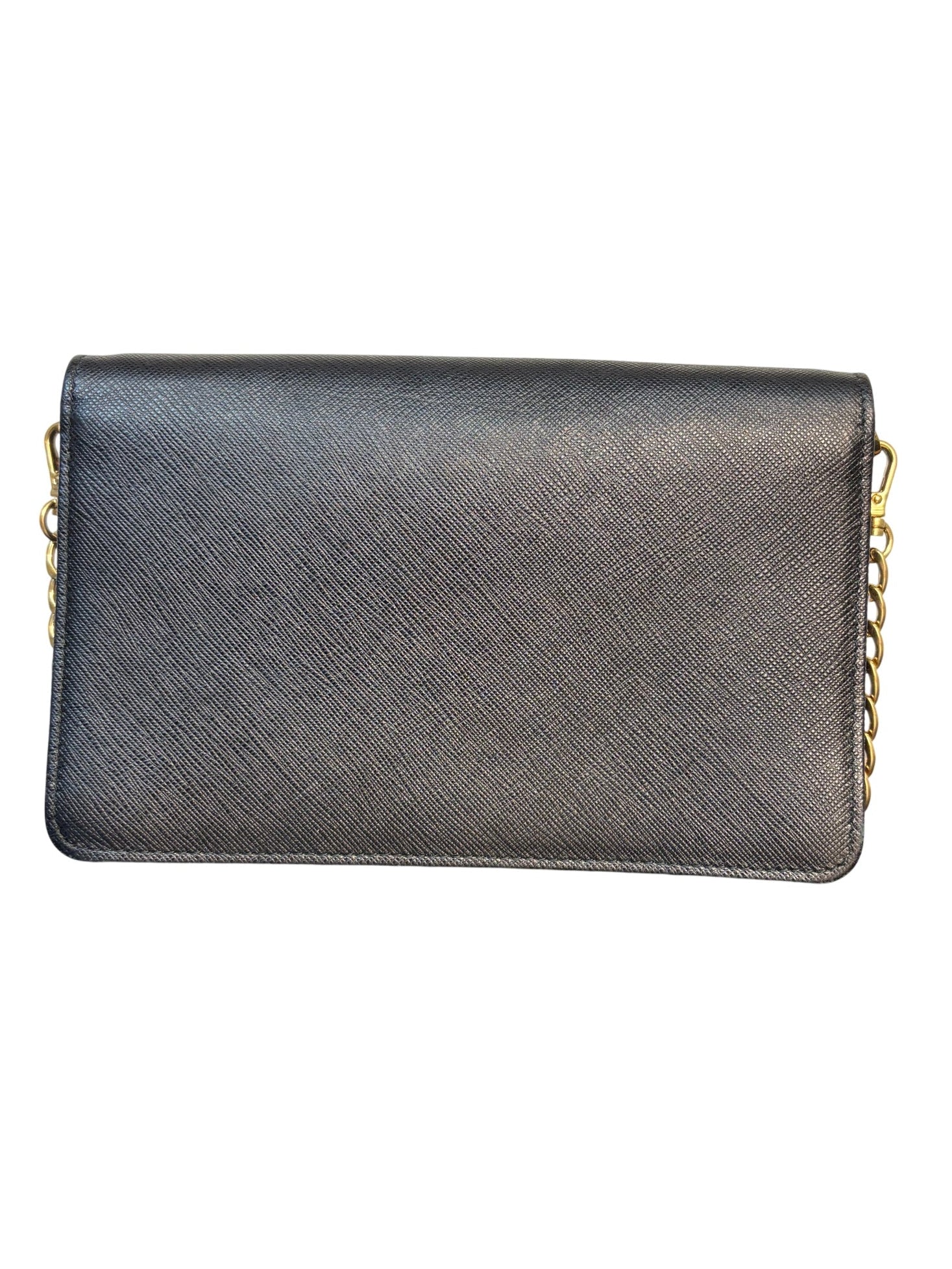 Prada Black Saffiano Leather Chain Wallet Crossbody Bag