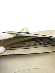 Christian Dior Saddle Bag Beige Grained Calfskin Leather