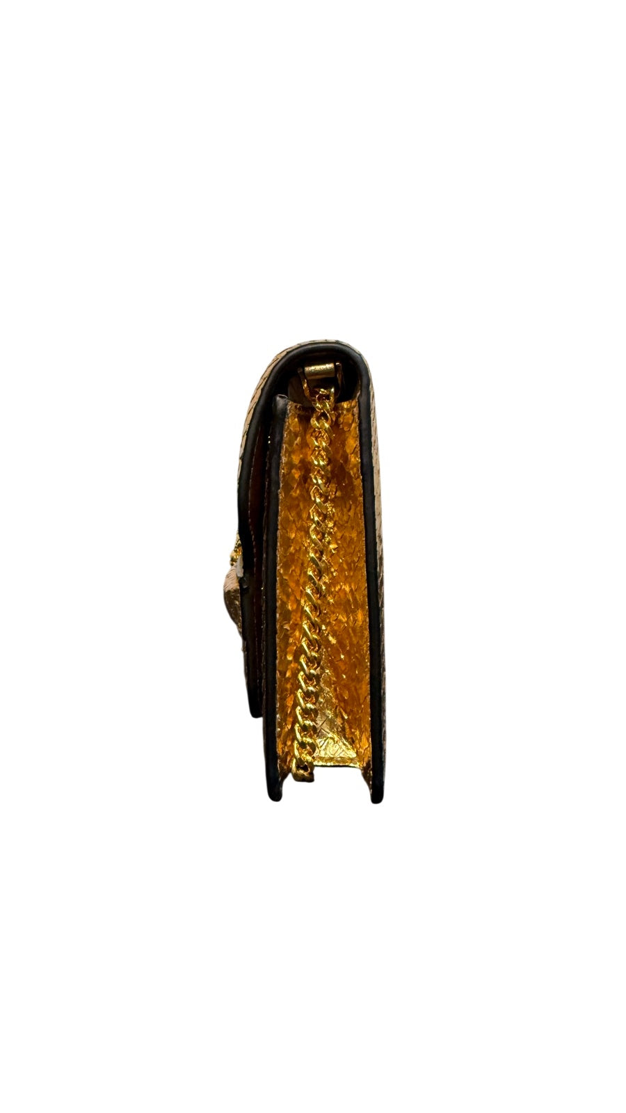 Tom Ford Gold Metallic Python Embossed Shoulder Bag
