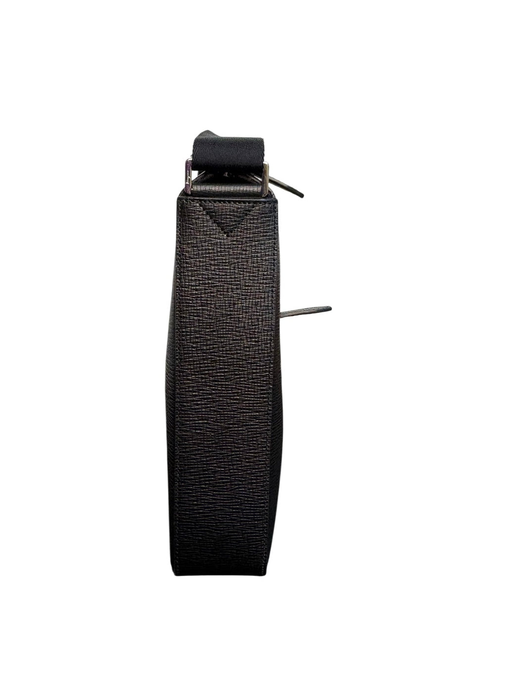 Salvatore Ferragamo Black Textured Leather Messenger Bag