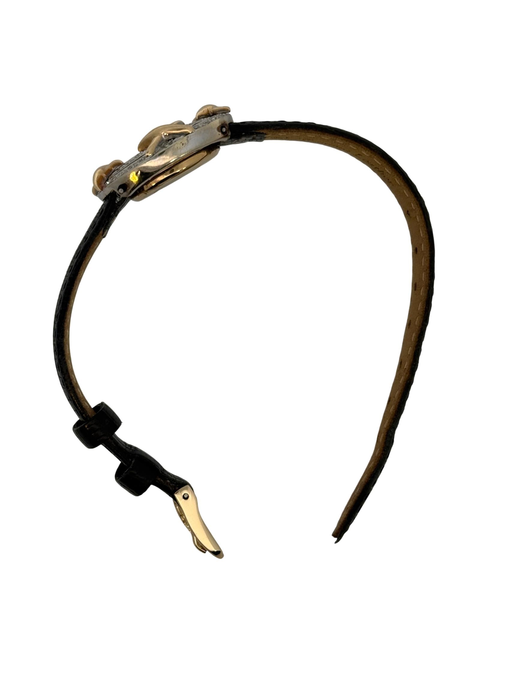 Lucien Piccard Black Crocodile-Embossed Genuine Leather Watch Strap with Gold Buckle C6062 27mm