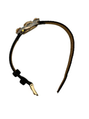 Lucien Piccard Black Crocodile-Embossed Genuine Leather Watch Strap with Gold Buckle C6062 27mm