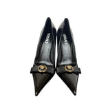 Versace Black Patent Leather Medusa Medallion High Heeled Pumps Size 41