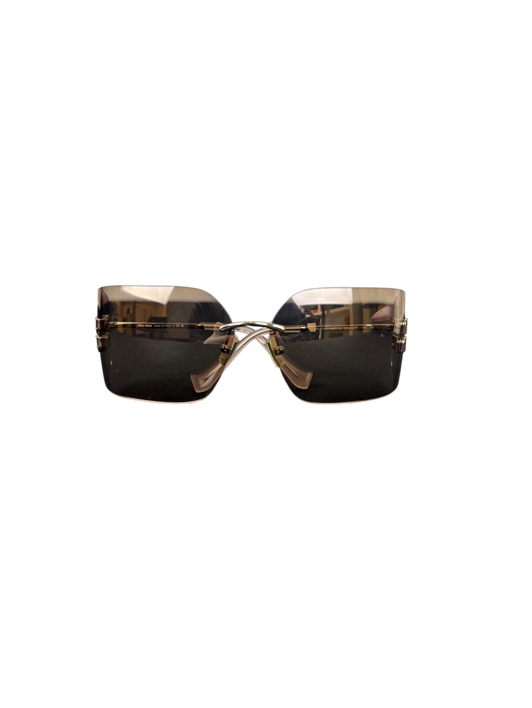 Miu Miu SMU54Y Pink and Rose Gold Metal Aube Sunglasses