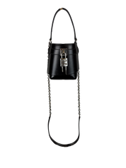Givenchy Micro Shark Lock Box Calfskin Leather Bucket Bag, Black
