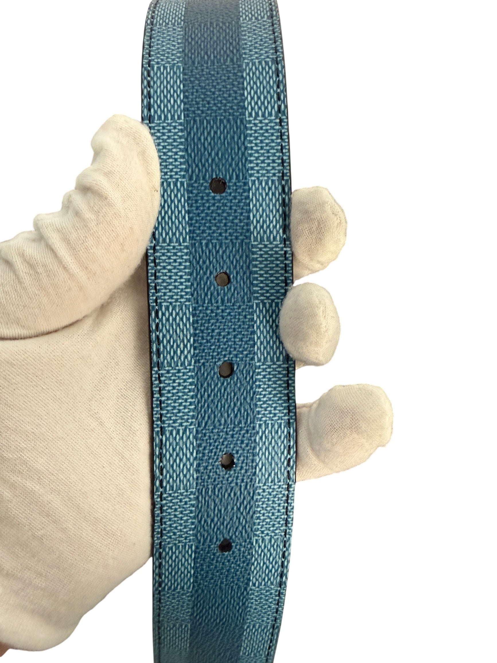 Louis Vuitton LV Initiales Damier Stripes 40mm Blue Reversible Belt