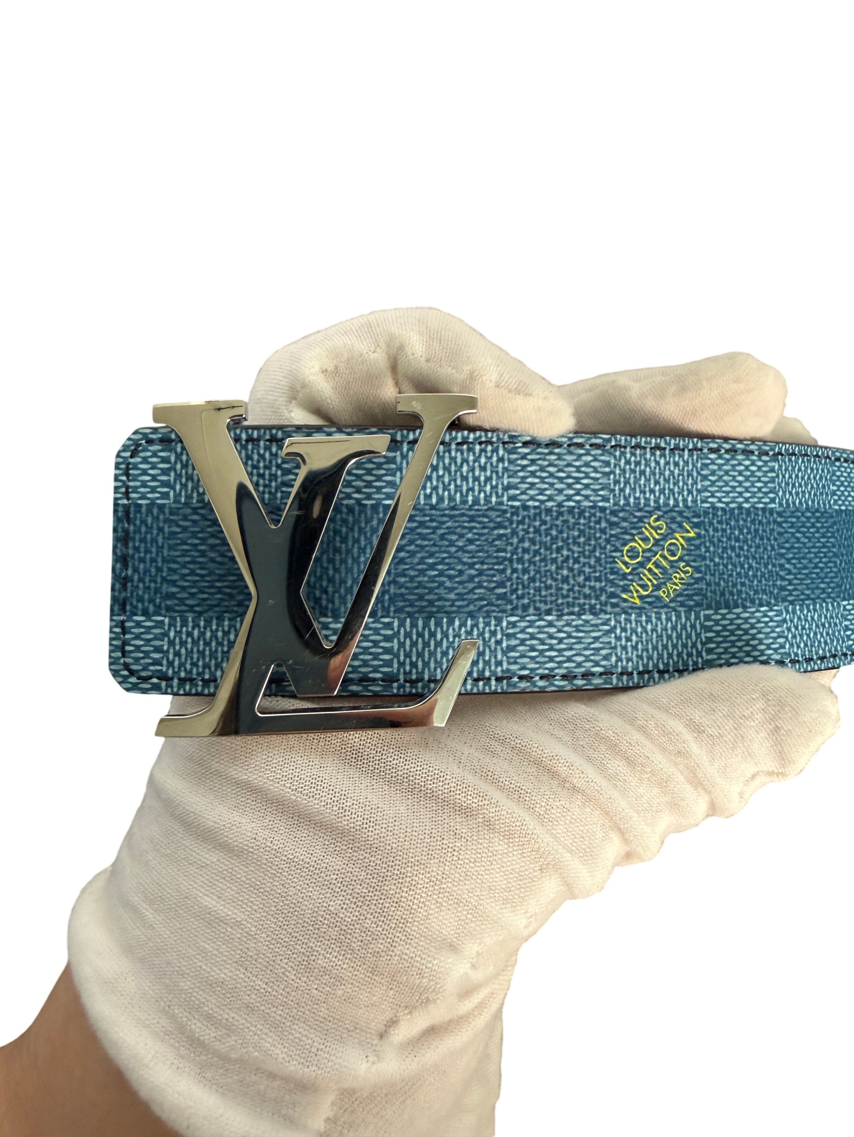 Louis Vuitton LV Initiales Damier Stripes 40mm Blue Reversible Belt