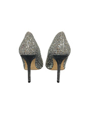 Jimmy Choo Romy Silver Glitter High Heeled Pumps