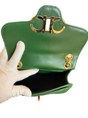 Salvatore Ferragamo Gancini Green Quilted Leather Shoulder Bag