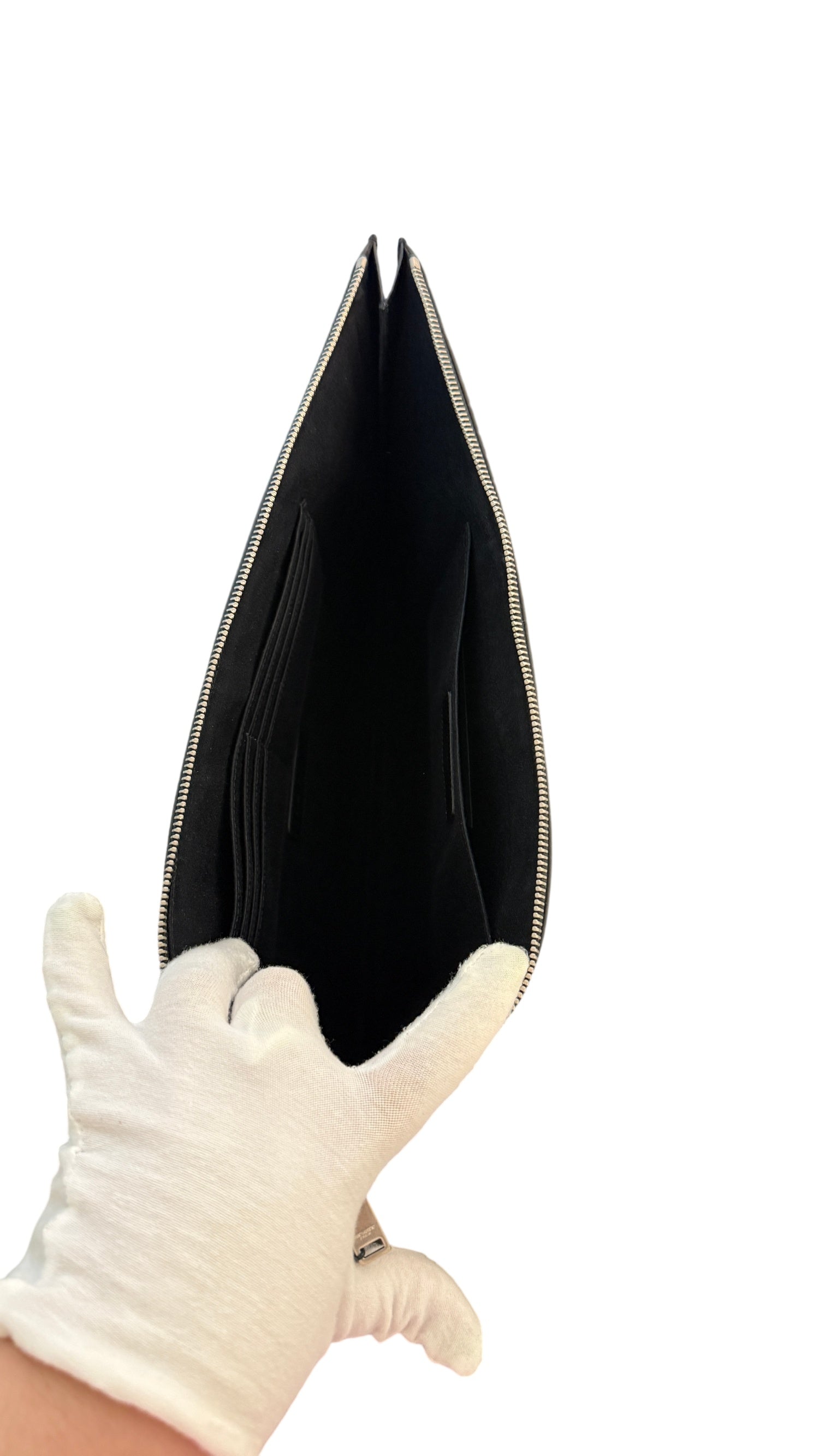 Saint Laurent Black Croc-Embossed Leather Clutch