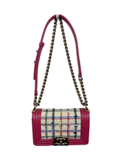 Chanel Medium Boy Bag in Pink Tweed Quilted Lambskin