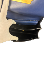 Prada Cahier Blue and Black Saffiano Leather Crossbody Bag