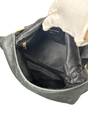 Fendi Black Leather Mamma Baguette Shoulder Bag with Gold Hardware