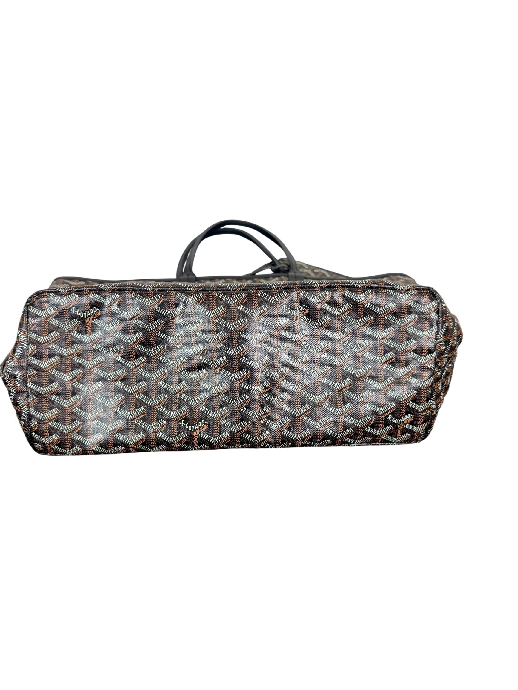 Goyard Saint Louis PM Tote Bag in Black and Brown Goyardine Canvas