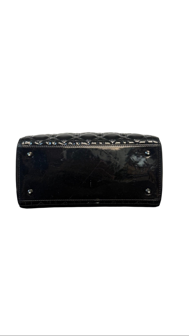 Dior Lady Dior Cannage Medium Patent Leather Handbag