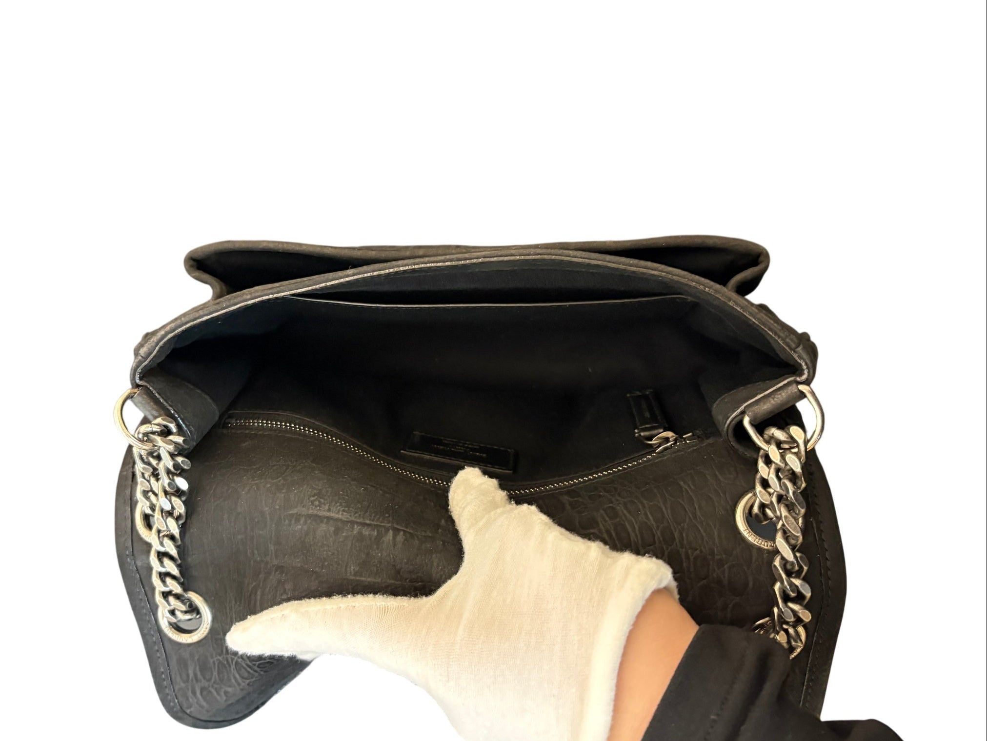 Saint Laurent Niki Crocodile Embossed Shoulder Bag